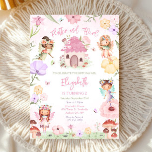 Flutter And Twirl Fairy Girl Birthday Invitation