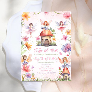 Flutter And Twirl Fairy Girl Birthday Invitation