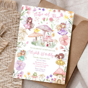 Flutter And Twirl Fairy Girl Birthday Invitation