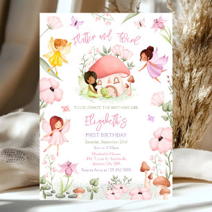 Flutter And Twirl Fairy Girl Birthday Invitation