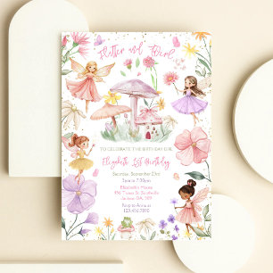 Flutter And Twirl Fairy Girl Birthday Invitation