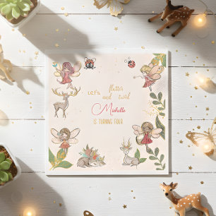 Flutter and twirl, floral fairy garden birthday napkins