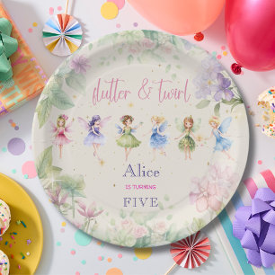 Flutter and twirl floral Fairy garden birthday Paper Plates