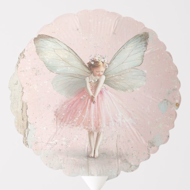 Flutter and Twirl Flower fairy girl Balloon (Front)