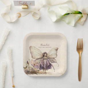 Flutter and Twirl Flower fairy girl Birthday Paper Plates