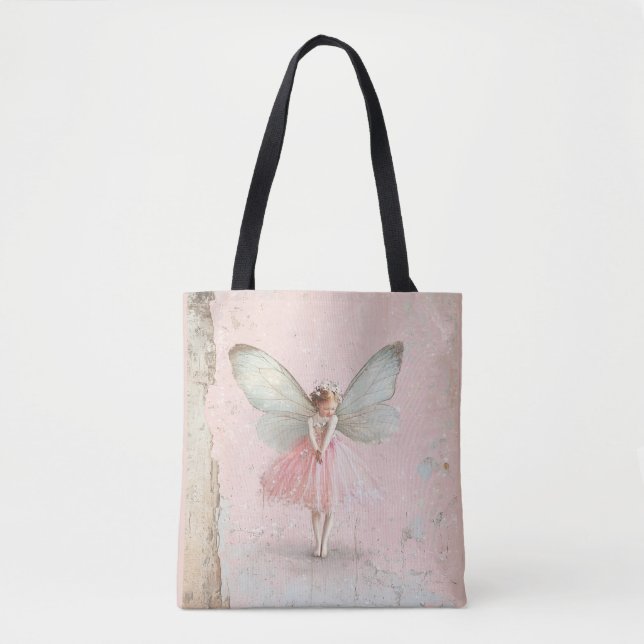 Flutter and Twirl Flower fairy girl Tote Bag (Front)