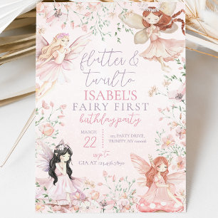Flutter and Twirl Little Fairy Birthday Invitation