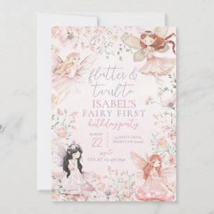 Flutter and Twirl Little Fairy Birthday Invitation