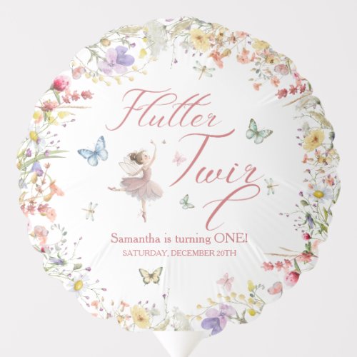 Flutter and Twirl Magical Wings First Birthday Balloon