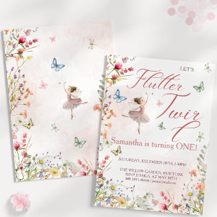 Flutter and Twirl Magical Wings First Birthday Invitation