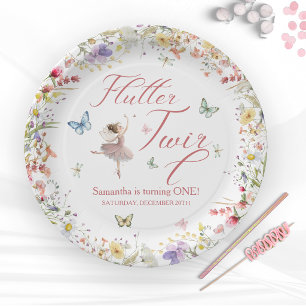 Flutter and Twirl Magical Wings First Birthday Paper Plates