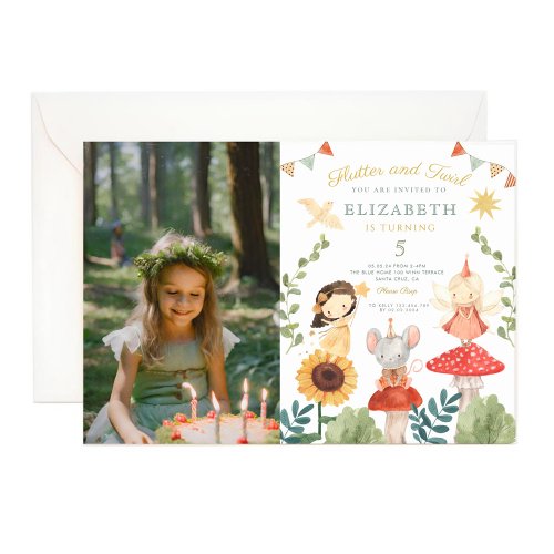Flutter and twirl Photo Enchanted Fairy Birthday Invitation