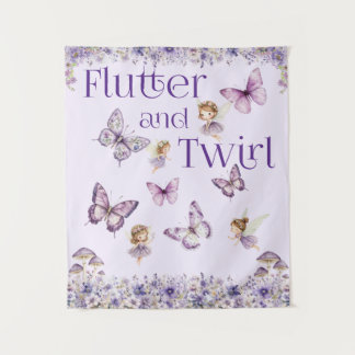 Flutter and Twirl Purple Fairy Party Backdrop