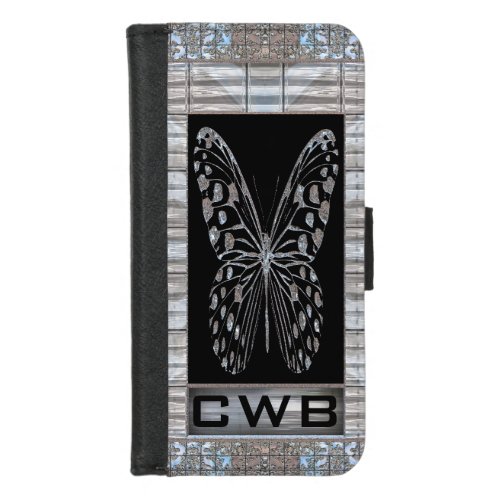 Flutter Butterfly Monogram iPhone 87 Wallet Case