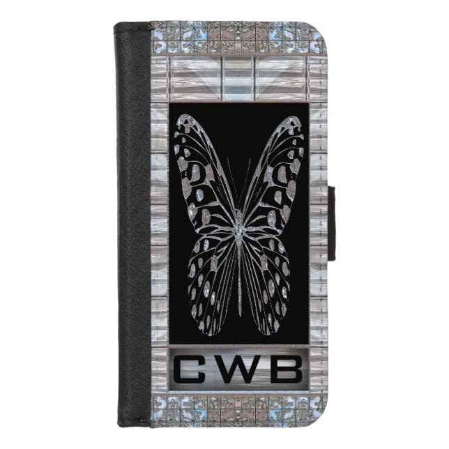 Flutter Butterfly Monogram iPhone Wallet Case (Front)