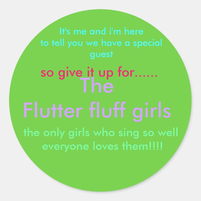 flutter fluff girls round stickers