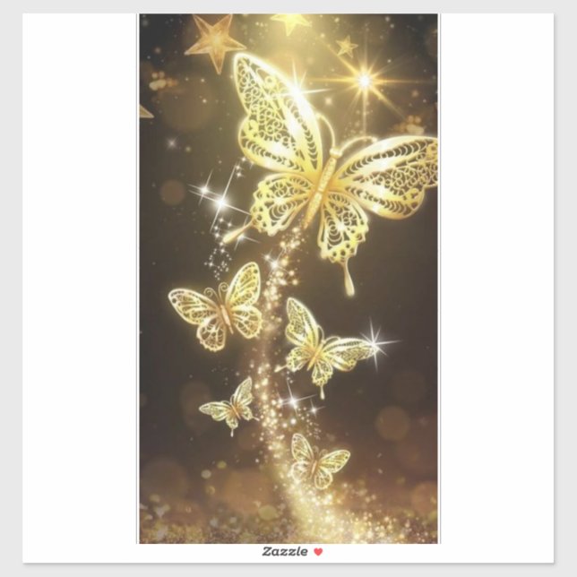  Flutter in Style: Custom Golden Butterfly Vinyl S Sticker (Sheet)