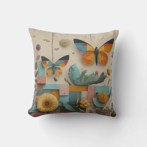Flutter into Comfort Butterfly Dreamscape Accent  Throw Pillow
