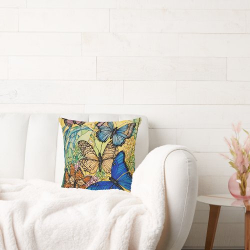 Flutter into Fantasy with Dreamy Butterfly Tees Throw Pillow