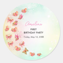 Flutter Kiss Butterfly Girl 1st Birthday