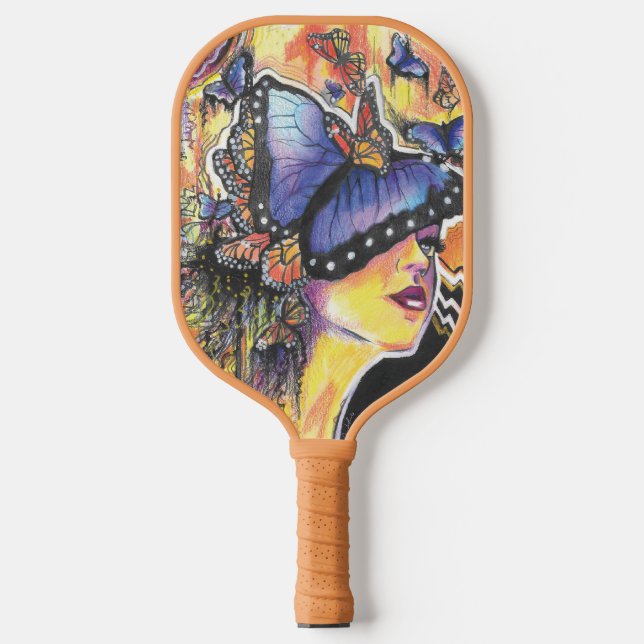 Flutter Monogram Initial Butterflies Pickleball Paddle (Front)