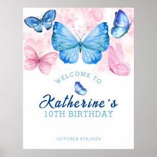 Flutter on over Butterflies Birthday Welcome Poster