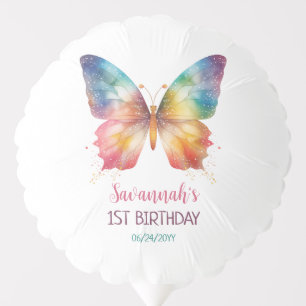 Flutter On Over Rainbow Butterfly 1st Birthday Balloon