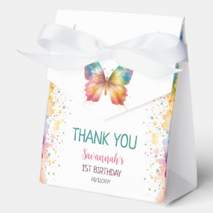 Flutter On Over Rainbow Butterfly 1st Birthday Favor Boxes
