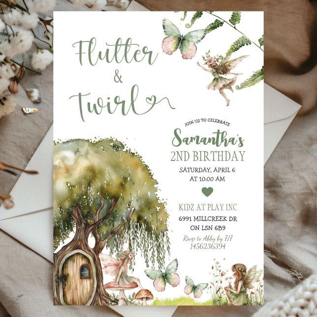 Flutter & Twirl Enchanted Forest Fairy Birthday Invitation (Creator Uploaded)