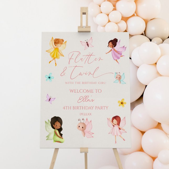 Flutter & Twirl Fairy Birthday Party Welcome Sign (Creator Uploaded)