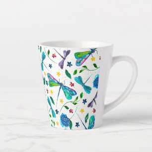 Flutter-Watercolor Dragonfly Garden Designer Latte Mug