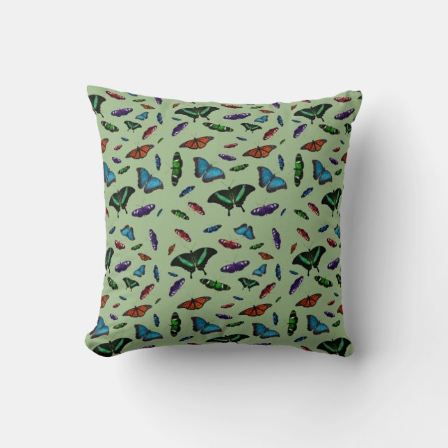 Flutterbies Pillow (Light Green) (Front)