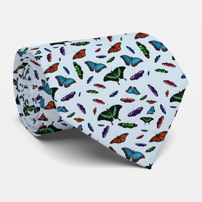 Flutterbies Tie Double Sided Print (Light Blue) (Rolled)