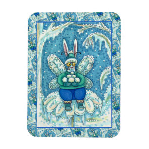 FLUTTERBUN WINTER WONDERLAND, FUNNY BUNNY RABBIT MAGNET