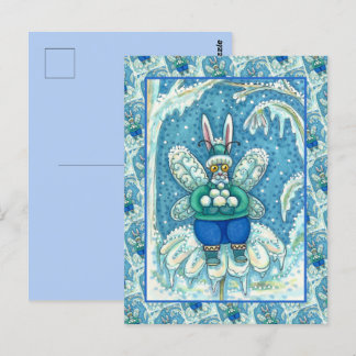 FLUTTERBUN WINTER WONDERLAND, FUNNY BUNNY RABBIT POSTCARD