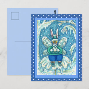 FLUTTERBUN WINTER WONDERLAND, FUNNY BUNNY RABBIT POSTCARD