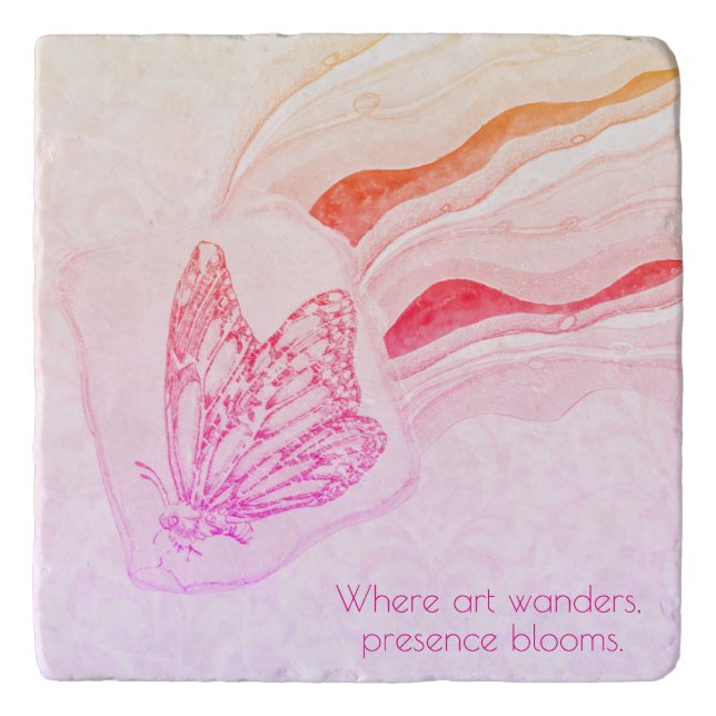 Flutterby Butterfly Stone Trivet (Front)
