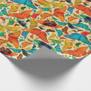 Flutterby Everyday Butterflies on Beige Wrapping Paper