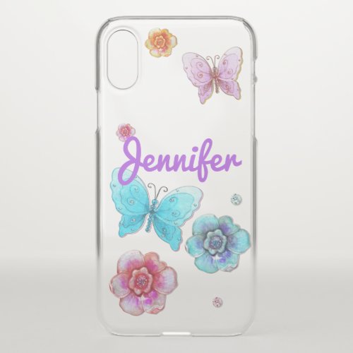 Flutterby Graffiti Jeweled PERSONALIZED iPhone X Case