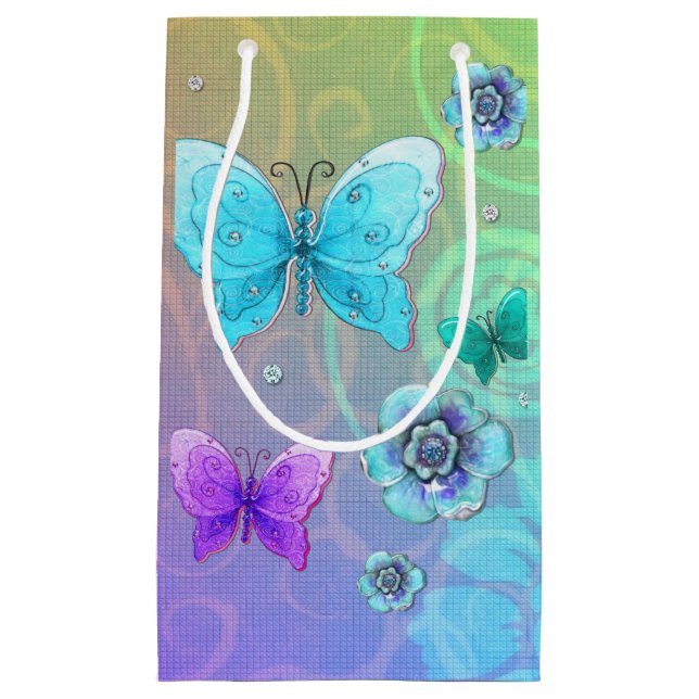Flutterby Graffiti Jeweled Small Gift Bag (Front)