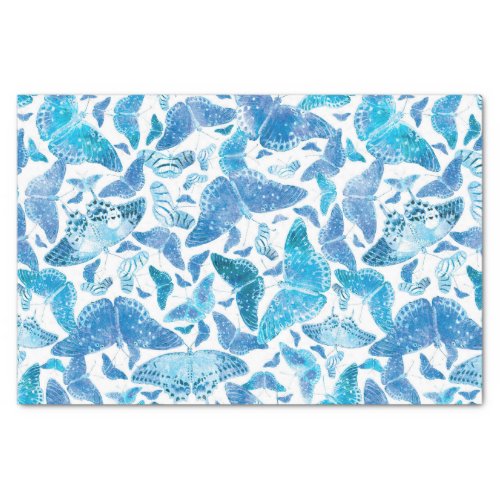 Flutterby Winter Blue Butterflies Tissue Paper