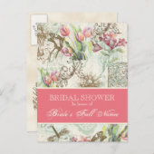 Flutterbyes n Tulip Elegant Bridal Shower Postcard (Front/Back)