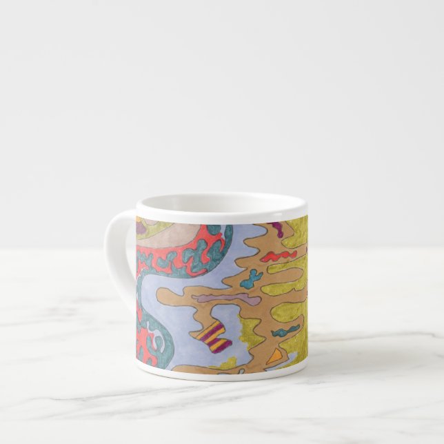 "Flutterflyland" Abstract Art Espresso Cup (Front Left)