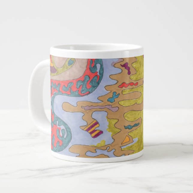 "Flutterflyland" Abstract Art Large Coffee Mug (Front Left)