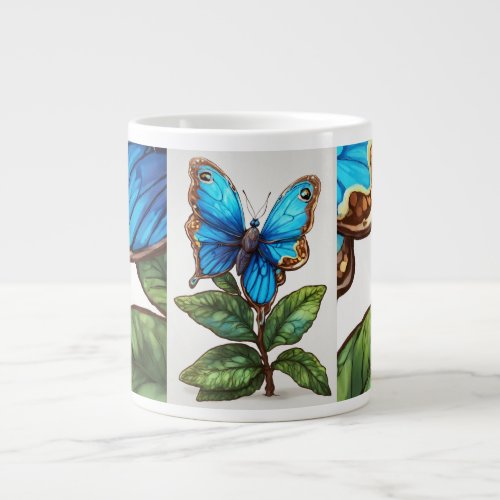 Fluttering Artistry Watercolor Butterfly Giant Coffee Mug