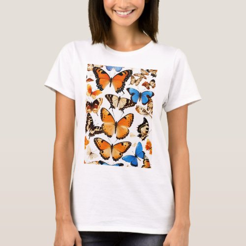 Fluttering Beauty Butterfly Illustrations  T_Shirt