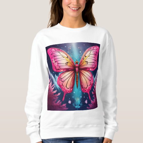 Fluttering Beauty Butterfly Print Womens T_Shirt Sweatshirt
