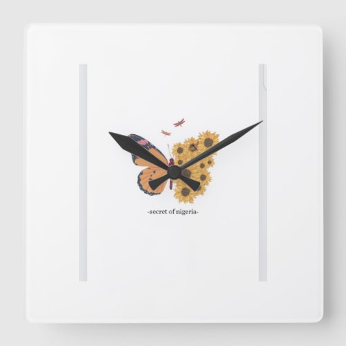 Fluttering Beauty The Enchanting World of Butter Square Wall Clock