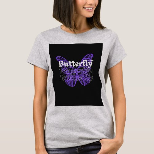 Fluttering Beauty Womens Butterfly Print T_Shirt