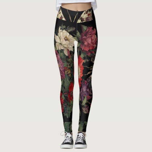 Fluttering Blooms Butterfly and Flowers Leggings